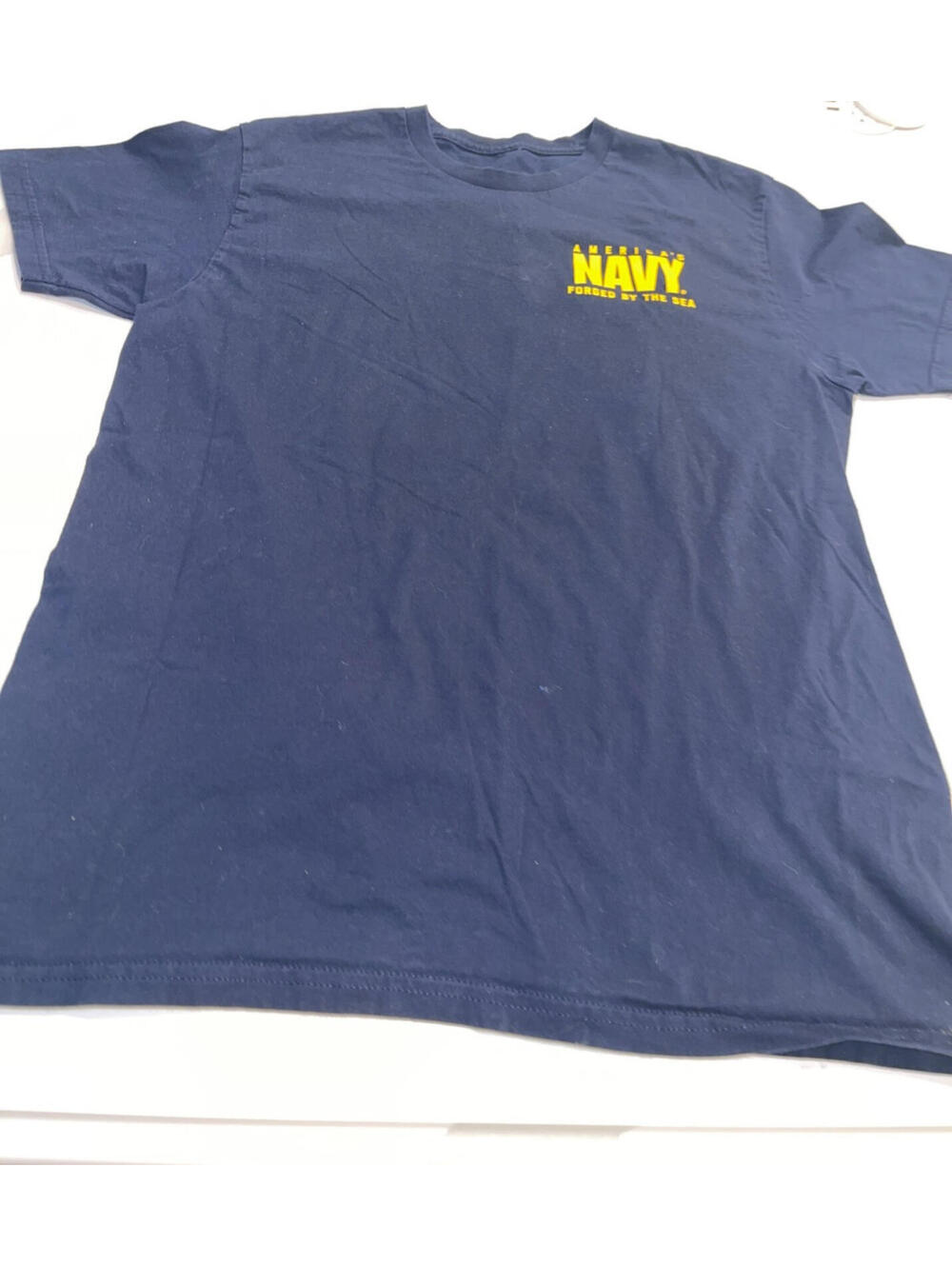 DISCONTINUED USN U.S. NAVY RECRUIT DEP ENLISTED SHIRT BLUE MEDIUM 2013-2017